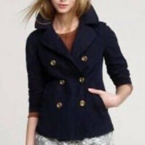 J. Crew Jacket black mohair pea coat short 8